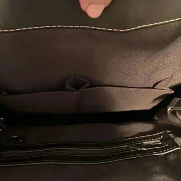 TOTE HANDBAG TWO TONE SUEDE EMBOSSED FLORAL PATTERN DOUBLE HANDLES‎ - Picture 6 of 7